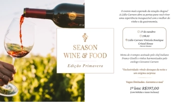 Lidio Carraro Season Wine & Food VII OUTUBRO